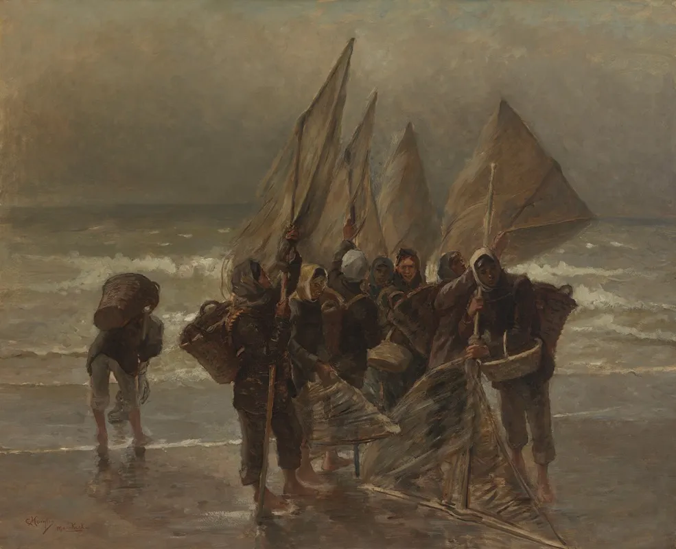 Garnaalvisserinnen Te Mariakerke Wall Art by Constantin Meunier - High-Resolution Digital Print