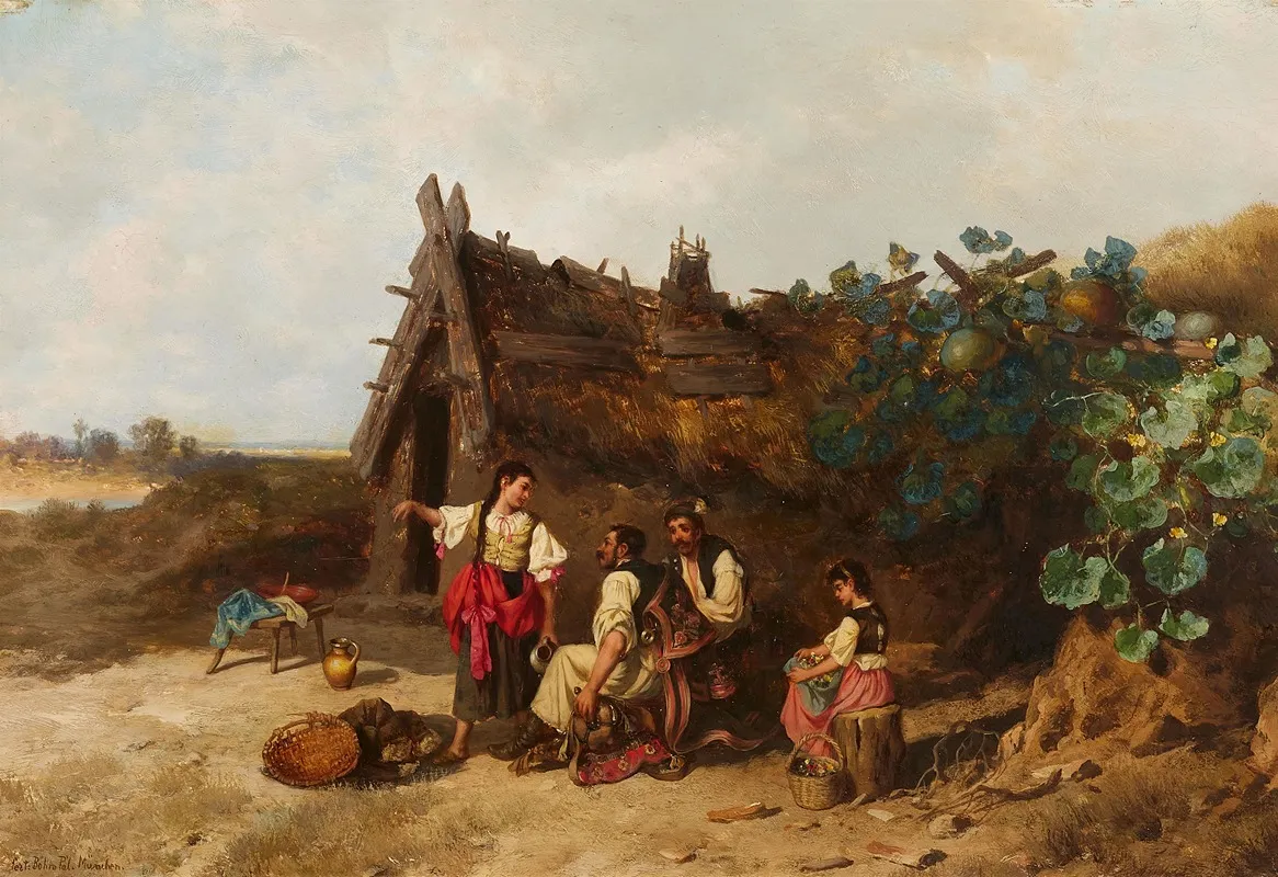 Gast Bei Einer Ungarische Bauernfamilie Wall Art by Paul Böhm - High-Resolution Digital Print