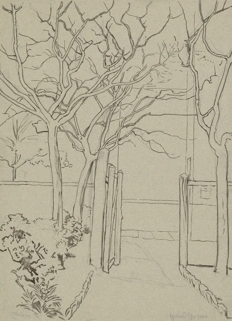 Gate Leading To A Garden With Trees Along The Fence In Oberursel Wall Art by Hans Thoma - High-Resolution Digital Print