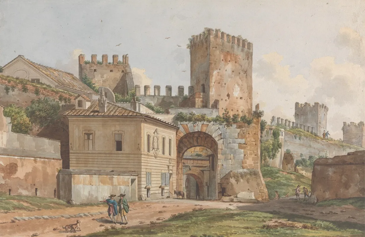 Gateway In A City Wall With Towers