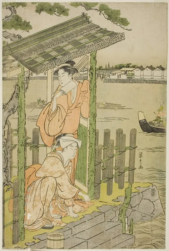 Gathering At A Teahouse On The Bank Of The Sumida River