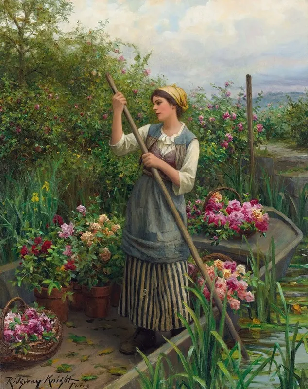 Gathering Flowers Along The River