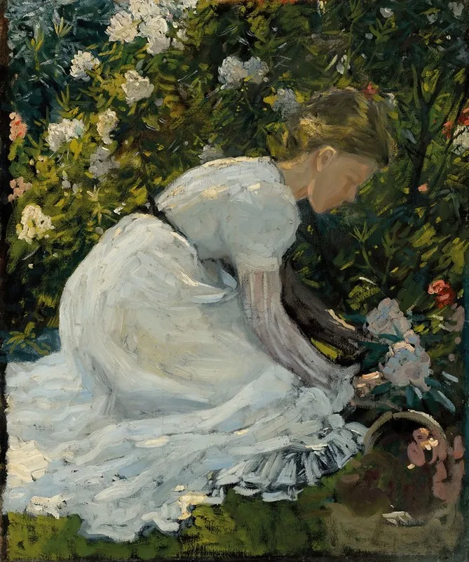 Gathering Flowers Wall Art by Charles Wellington Furse - High-Resolution Digital Print