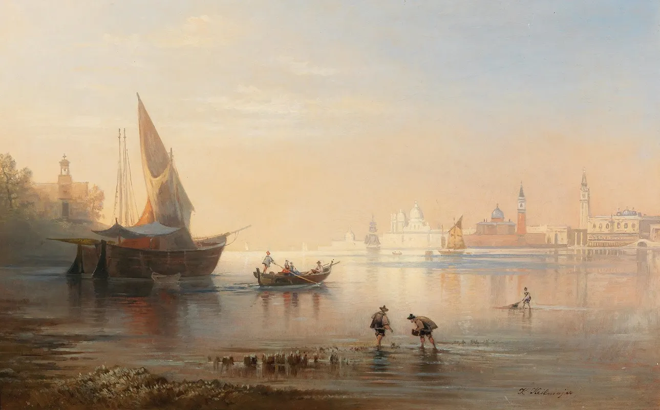 Gathering Mussels In The Venetian Lagoon