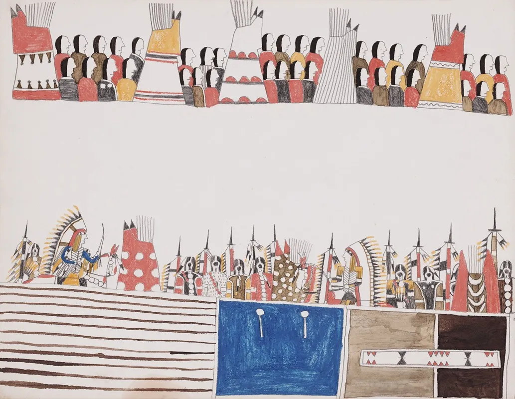 Gathering Of Indians 2 Wall Art by Howling Wolf - High-Resolution Digital Print