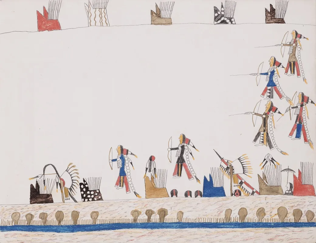 Gathering Of Indians For Archery Practice Wall Art by Howling Wolf - High-Resolution Digital Print