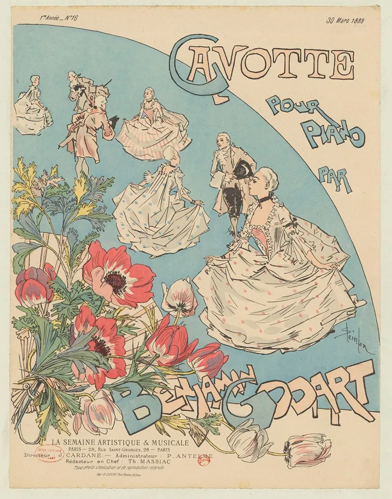 Gavotte Pour Piano Par Benjalin Godart Wall Art by Théophile Alexandre Steinlen - Canvas Print