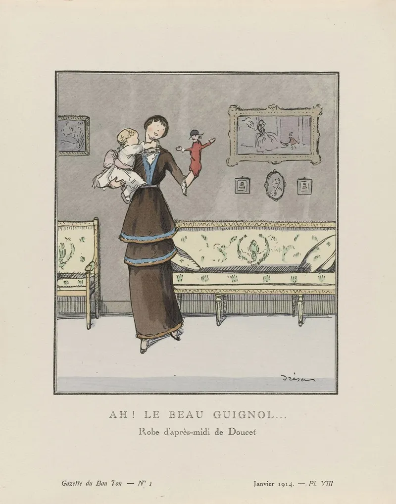 Gazette Du Bon Ton Ah Le Beau Guignol Robe Dapres Midi De Doucet Wall Art by Jacques Drésa - High-Resolution Digital Print