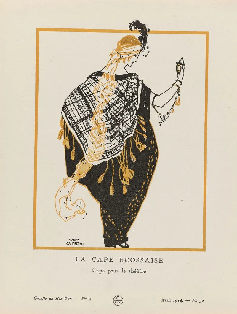 Gazette Du Bon Ton Art La Cape Ecossaise Cape Pour Le Theatre Wall Art by Garcia Calderon - High-Resolution Digital Print