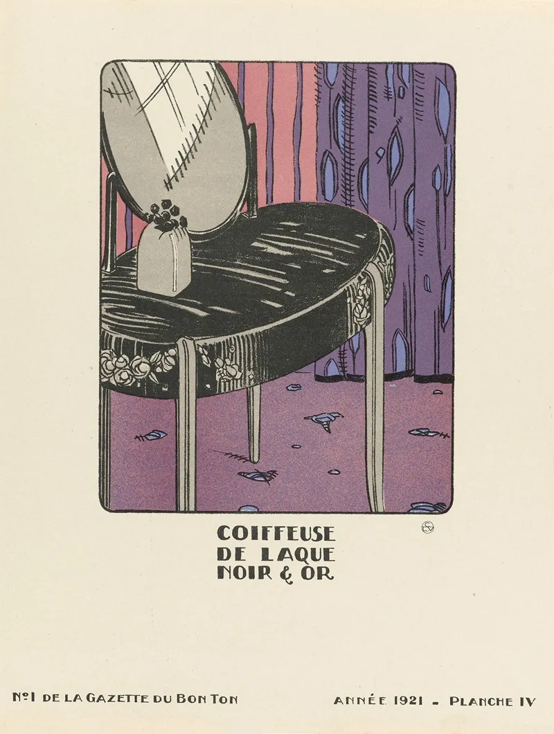 Gazette Du Bon Ton Coiffeuse De Laque Noir Or Wall Art by MAM - High-Resolution Digital Print