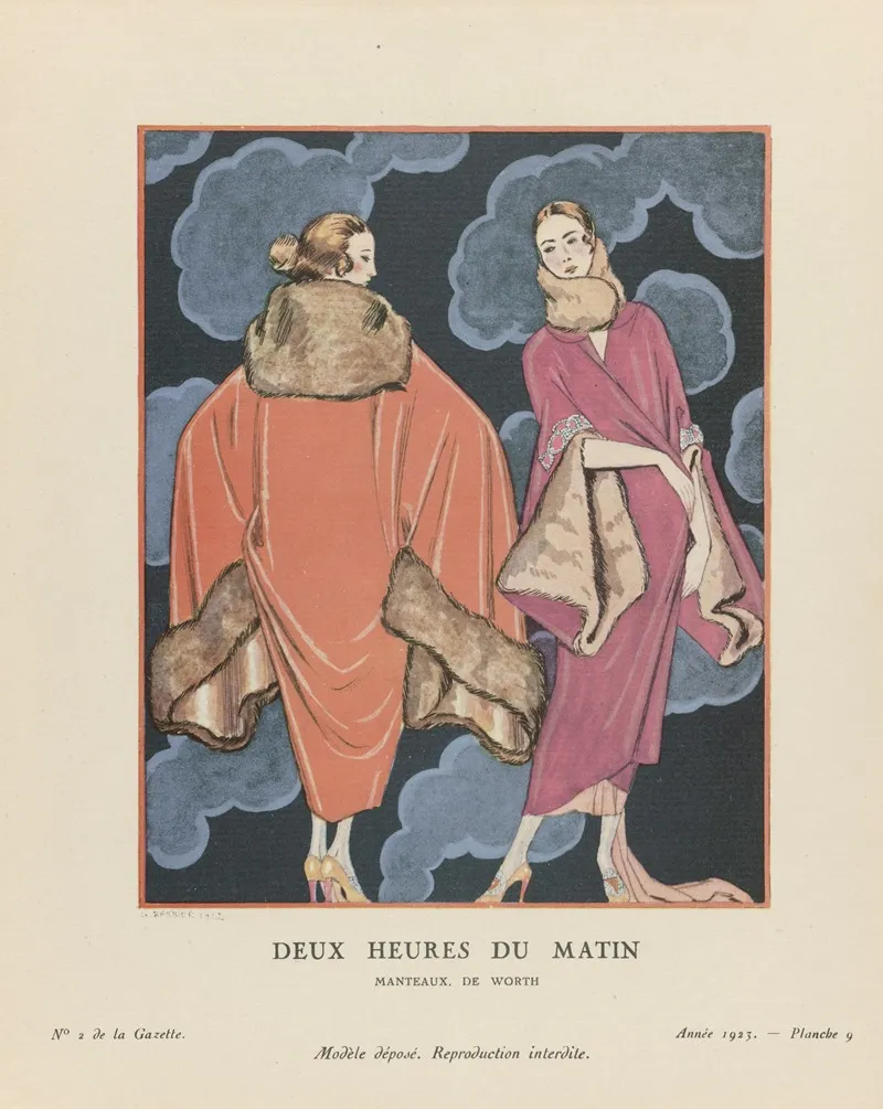 Gazette Du Bon Ton Deux Heures Du Matin Manteaux De Worth Wall Art by George Barbier - High-Resolution Digital Print