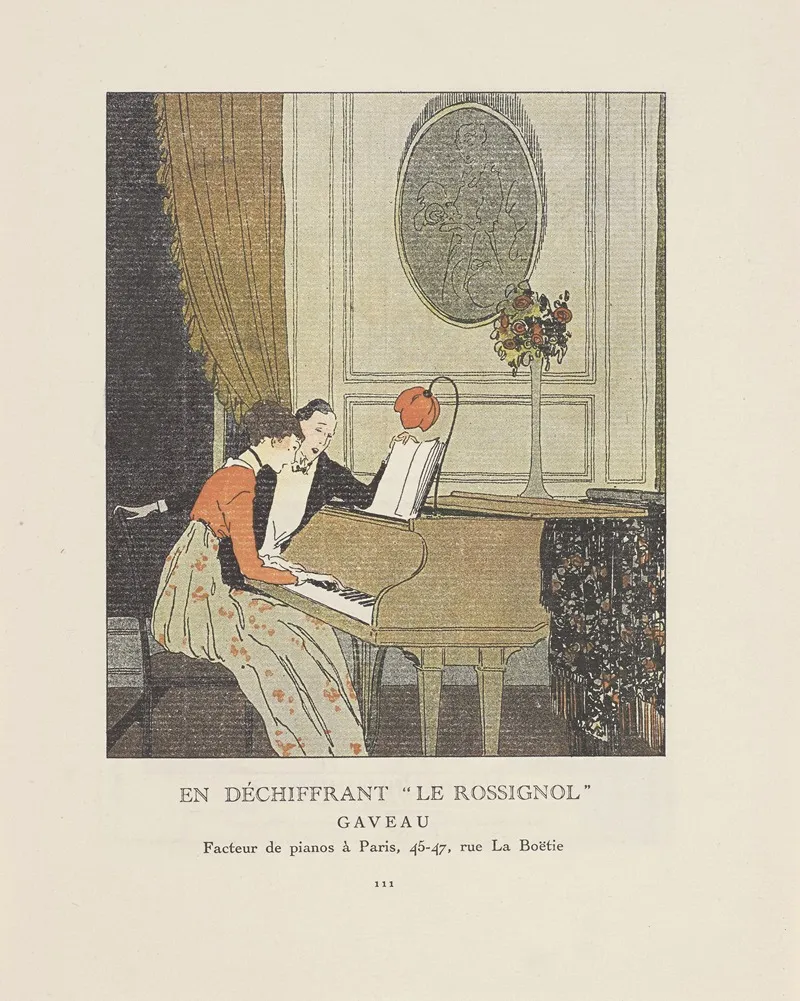 Gazette Du Bon Ton En Dechiffrant Le Rossignol Advertentie Gaveau Pianohandelaar In Parijs