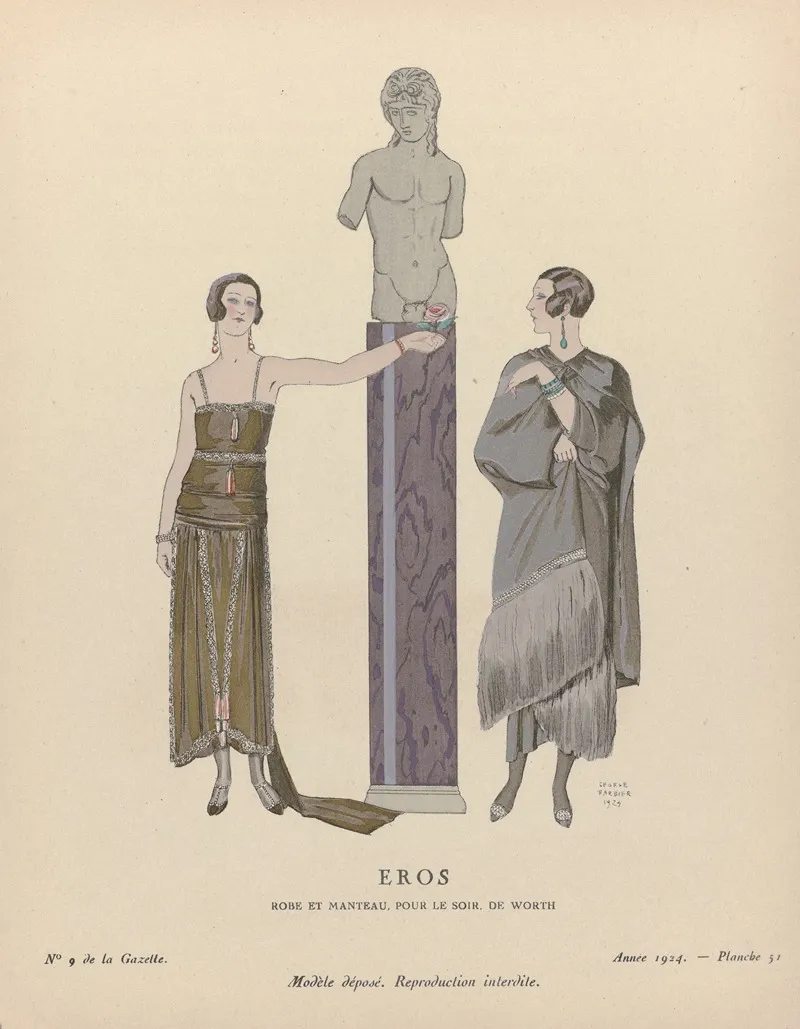 Gazette Du Bon Ton Eros Robe Et Manteau Pour Le Soir De Worth Wall Art by George Barbier - High-Resolution Digital Print