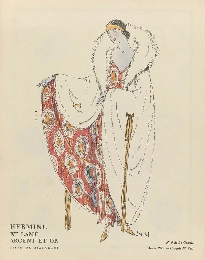 Gazette Du Bon Ton Hermine Et Lame Argent Et Or Tissu De Bianchini Wall Art by David - High-Resolution Digital Print