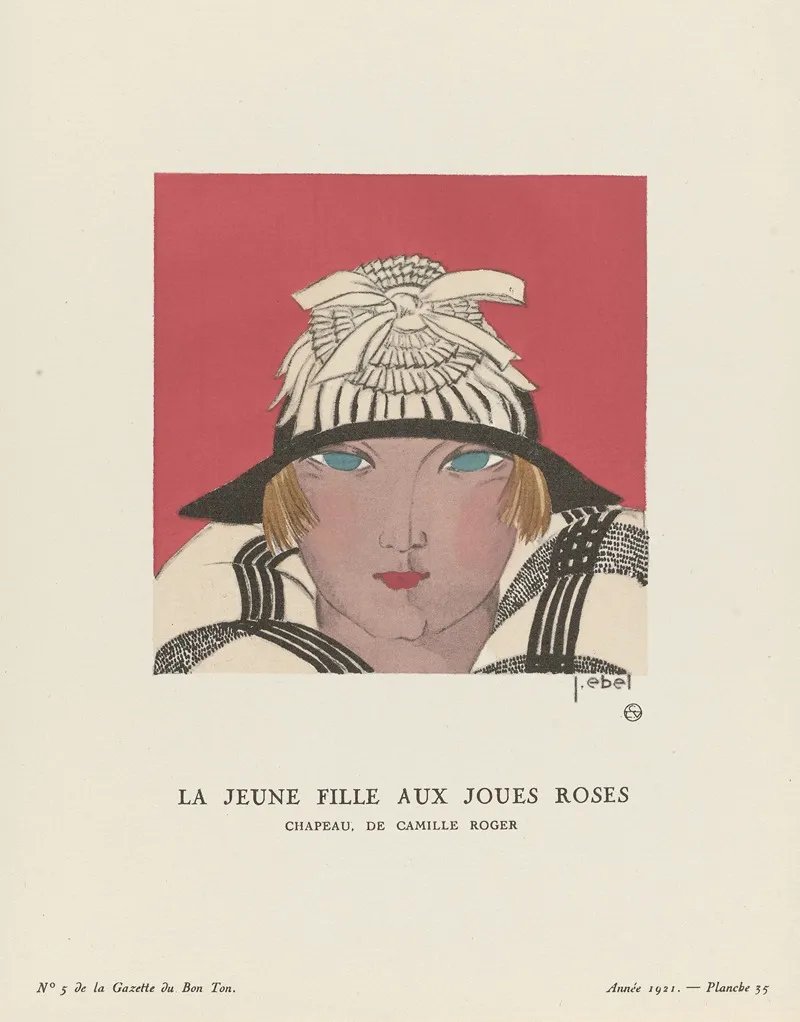 Gazette Du Bon Ton La Jeune Fille Aux Joues Roses Chapeau De Camille Roger Wall Art by J. Ebel - High-Resolution Digital Print