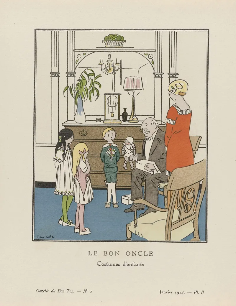 Gazette Du Bon Ton Le Bon Oncle Costumes Denfants Wall Art by Charles-Emile Carlègle - High-Resolution Digital Print