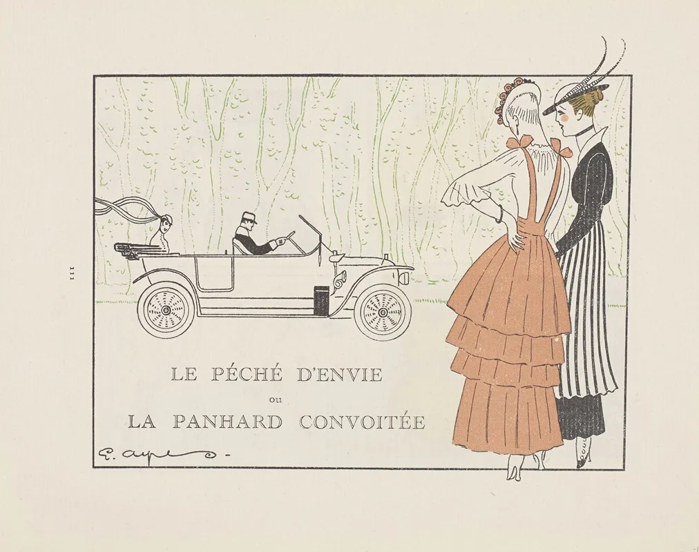 Gazette Du Bon Ton Le Peche Denvie Ou La Panhard Convoitee Wall Art by E. Ayres - High-Resolution Digital Print