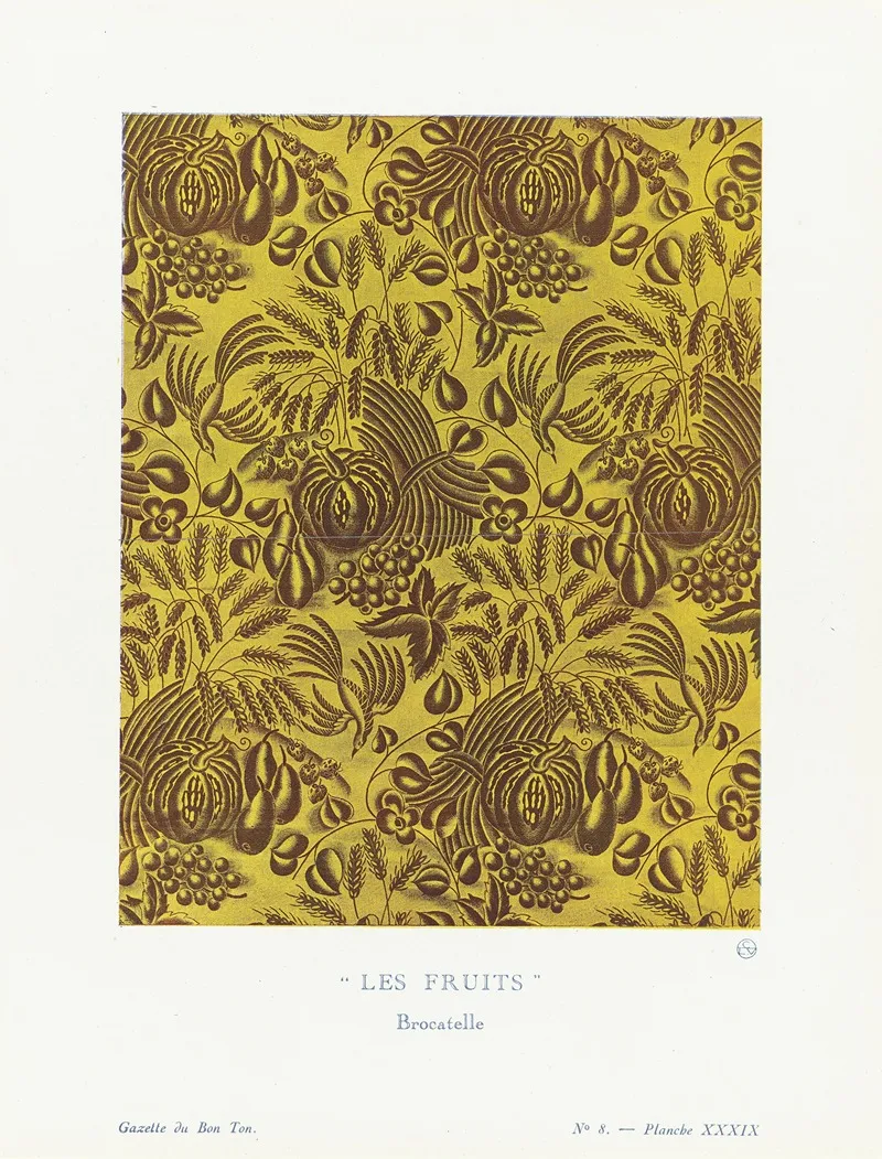 Gazette Du Bon Ton Les Fruits Brocatelle Wall Art by Raoul Dufy - High-Resolution Digital Print