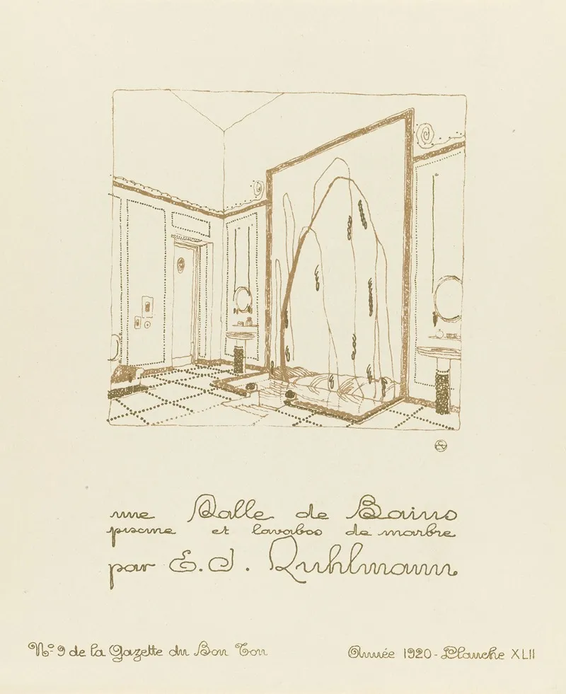 Gazette Du Bon Ton Une Salle De Bains Piscine Et Lavabos De Marbre Wall Art by Émile-Jacques Ruhlmann - High-Resolution Digital Print