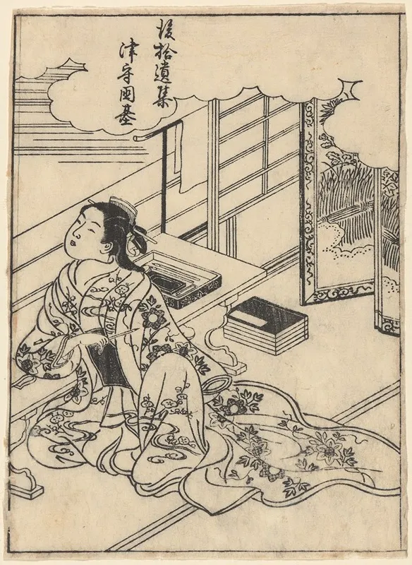 Gazing At The Moon Wall Art by Sukenobu Ishigawa - High-Resolution Digital Print