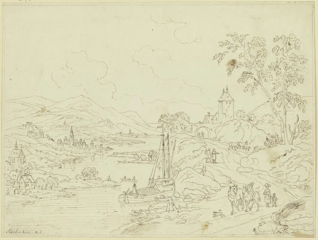 Gebirgige Landschaft An Einem Flus Wall Art by Franz Hochecker - High-Resolution Digital Print