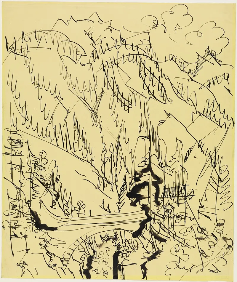 Gebirgslandschaft Mit Brucke Wall Art by Ernst Ludwig Kirchner - High-Resolution Digital Print
