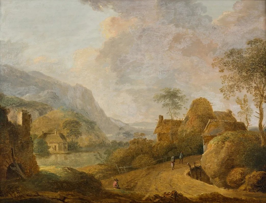 Gebirgslandschaft Mit Fluss Und Bauernhof 2 Wall Art by Christian Hilfgott Brand - High-Resolution Digital Print