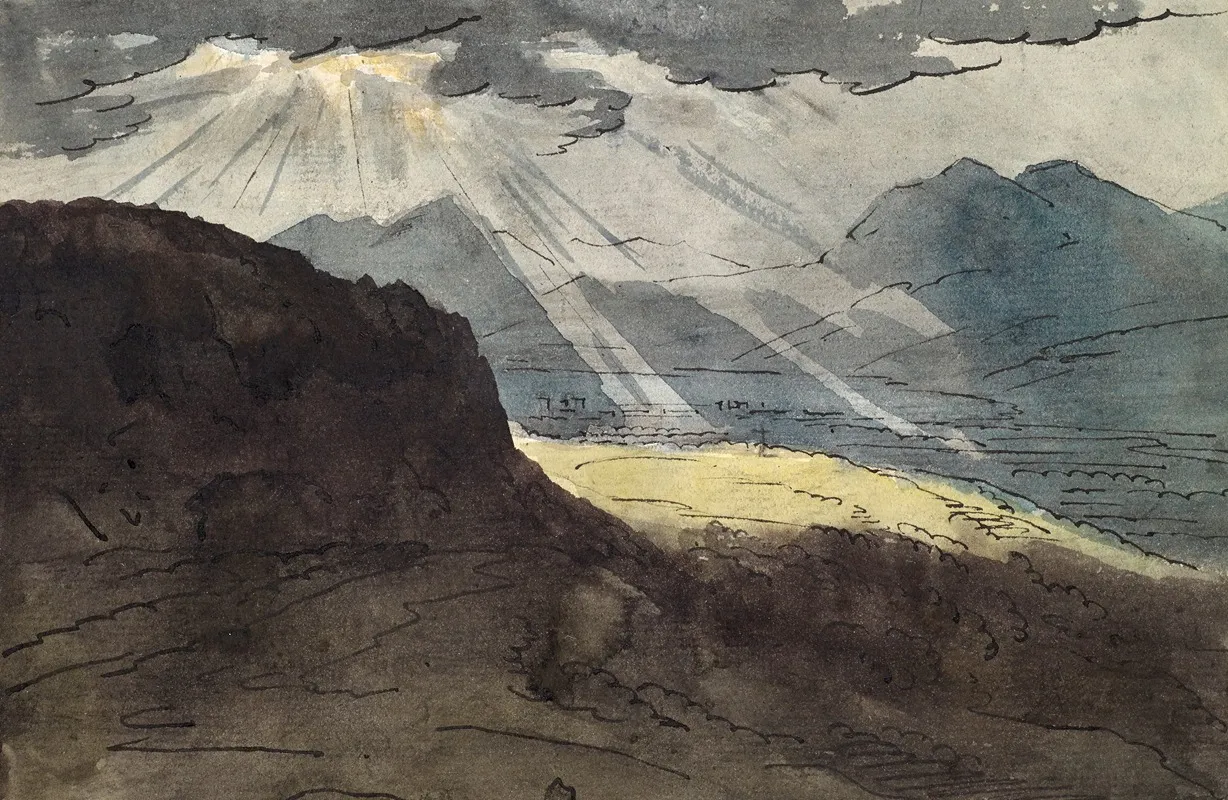 Gebirgslandschaft Mit Grellem Sonnenlicht Wall Art by Jakob Christoph Miville - High-Resolution Digital Print