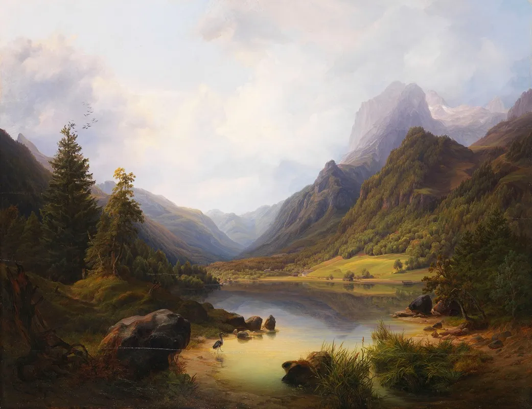 Gebirgslandschaft Mit Stillem See Wall Art by Anton Schiffer - High-Resolution Digital Print