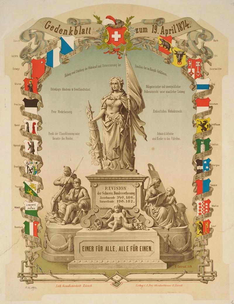Gedenkblatt Zur Revision Der Bundesverfassung Wall Art by Ernst Conrad - High-Resolution Digital Print