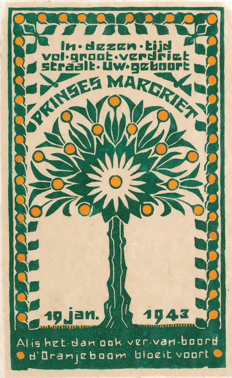Gedenkprent Bij De Geboorte Van Prinses Margriet 19 Januari 1943