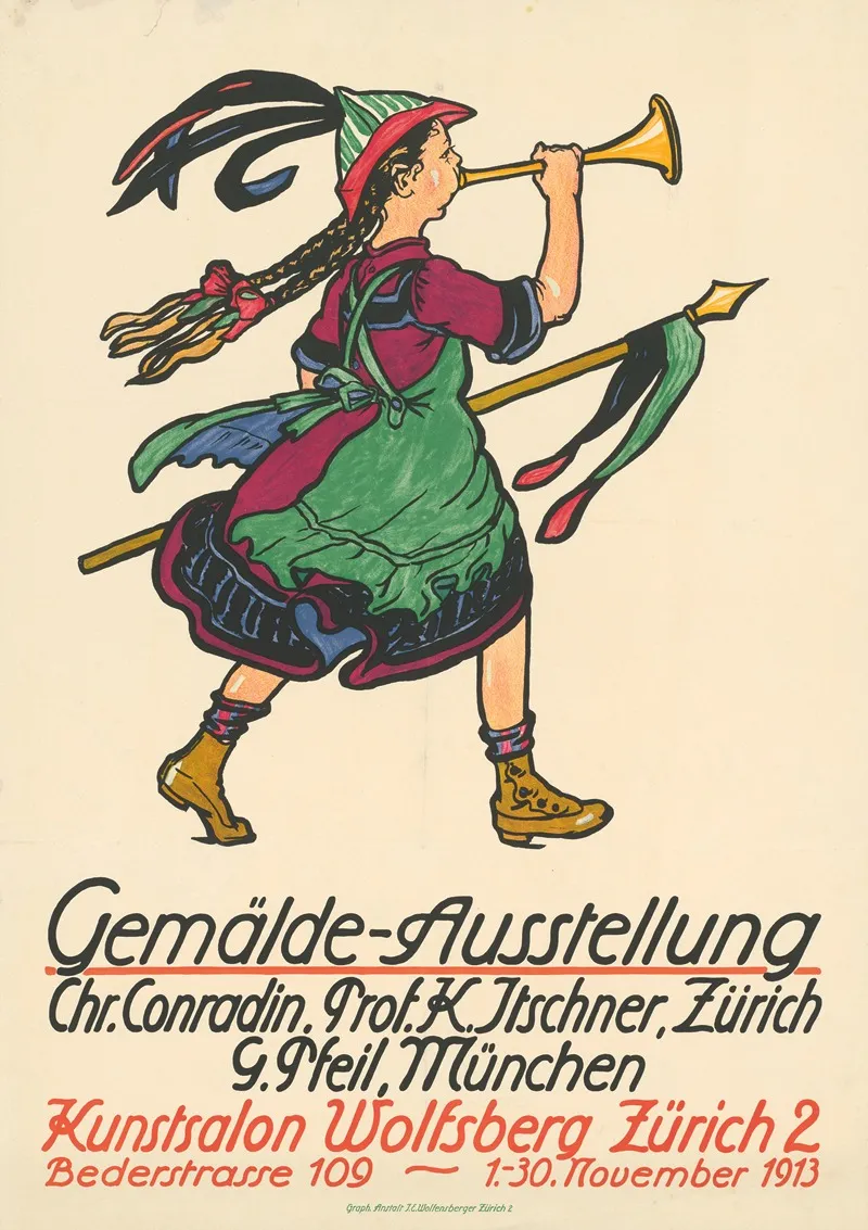 Gemalde Ausstellung Conradin Itschner Pfeil Kunstsalon Wolfsberg Zurich 1913 Wall Art by J. E. Wolfensberger - High-Resolution Digital Print