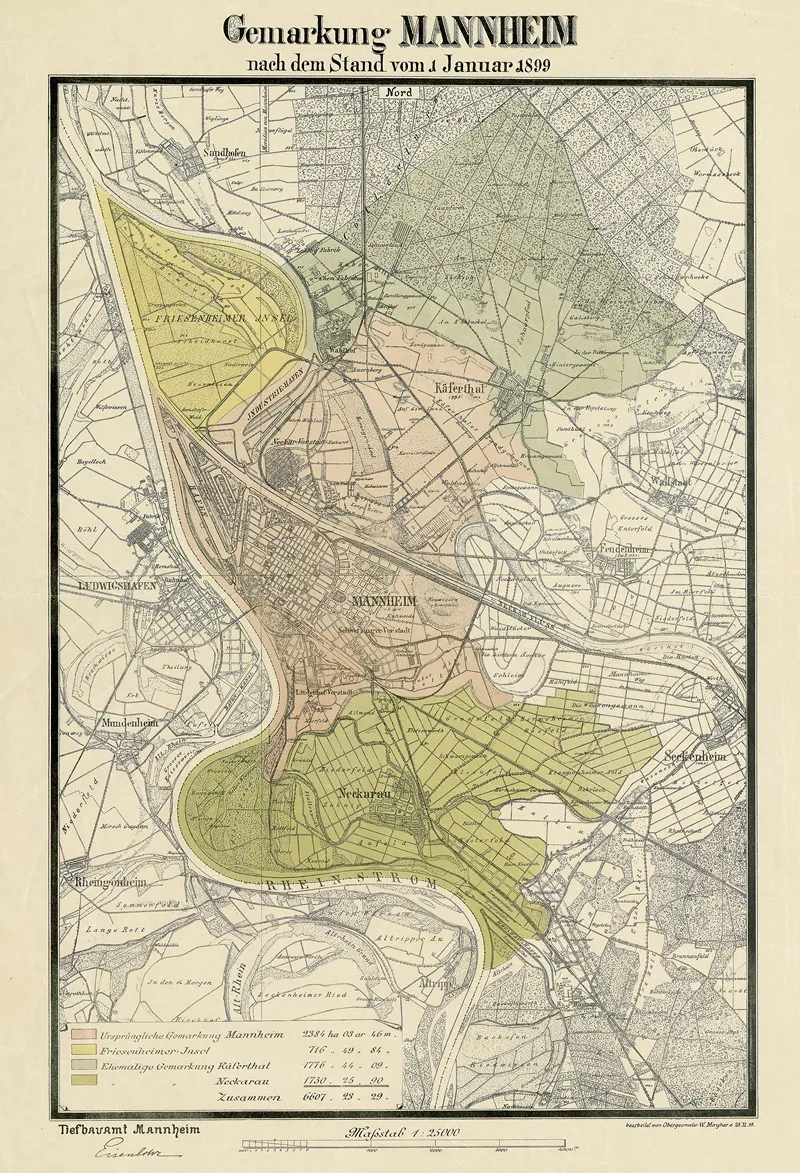 Gemarkung Mannheim Nach Dem Stand Vom 1 Jan 1899 Wall Art by W. Mayher - High-Resolution Digital Print