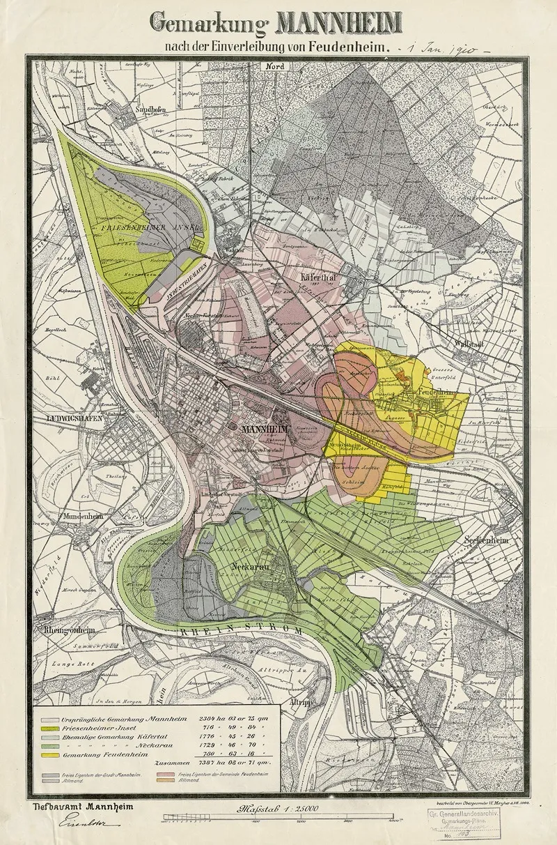 Gemarkung Mannheim Nach Der Einverleibung Von Feudenheim Wall Art by W. Mayher - High-Resolution Digital Print