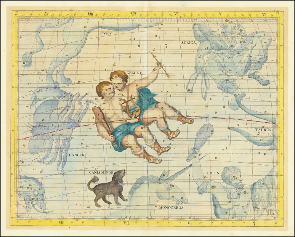 Gemini And Canis Minor Wall Art by John Flamsteed - High-Resolution Digital Print