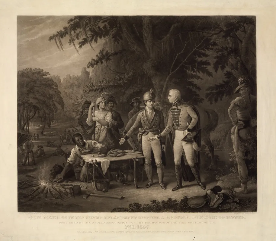 Gen Marion In His Swamp Encampment Inviting A British Officer To Dinner