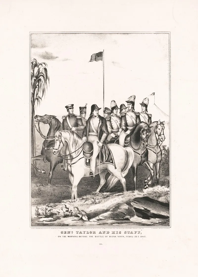 General Taylor And His Staff On The Morning Before The Battle Of Buena Vista Febry 23 1847 Wall Art by E.B. &amp; E.C. Kellogg - High-Resolution Digital Print