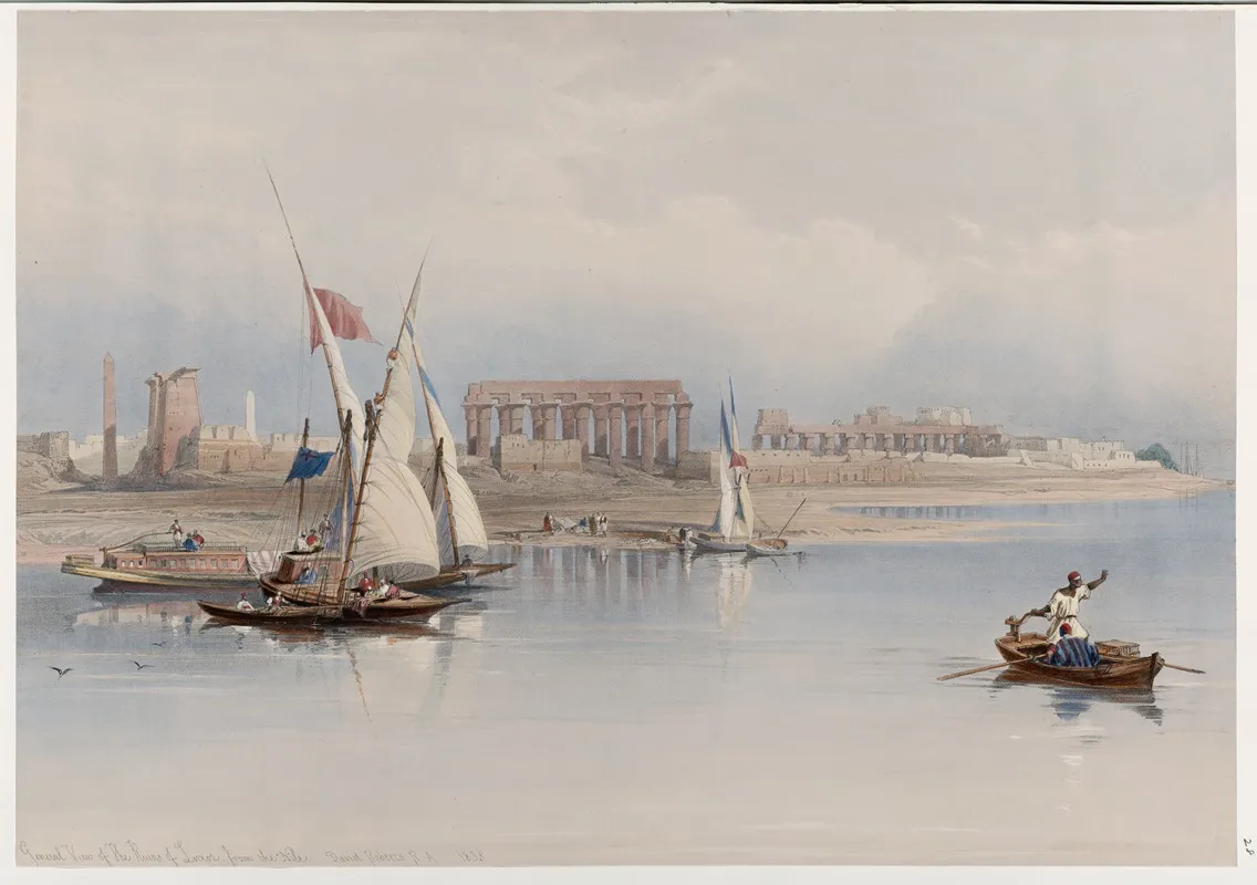 General View Of The Ruins Of Luxor From The Nile 1838 Wall Art by David Roberts - High-Resolution Digital Print