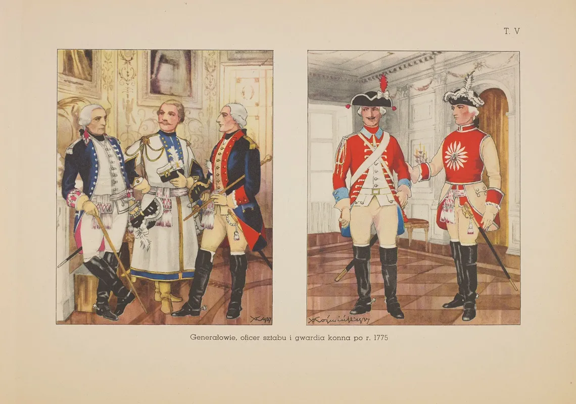 Generalowie‎ ‎oficer‎ ‎sziabu‎ ‎i‎ ‎gwardia‎ ‎konna‎ ‎po‎ ‎r ‎ ‎1775 Wall Art by Stanisław Haykowski - High-Resolution Digital Print