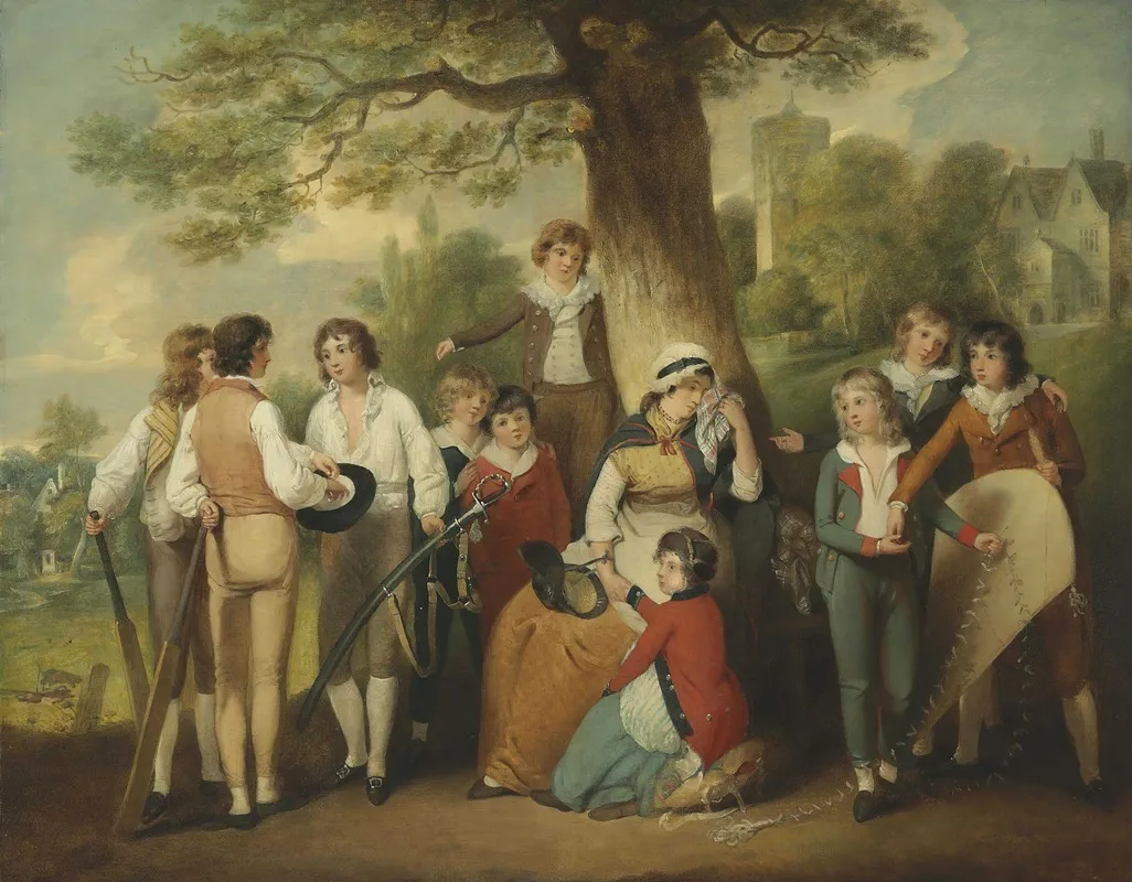 Generous Schoolboys The Collection For A Soldiers Widow Wall Art by William Redmore Bigg - High-Resolution Digital Print