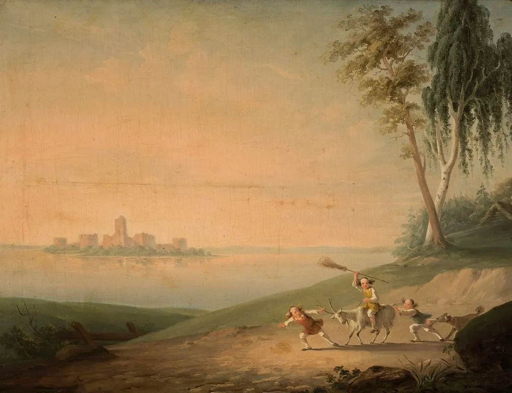 Genre Scene At Lake Galve Wall Art by Wincenty Smokowski - High-Resolution Digital Print