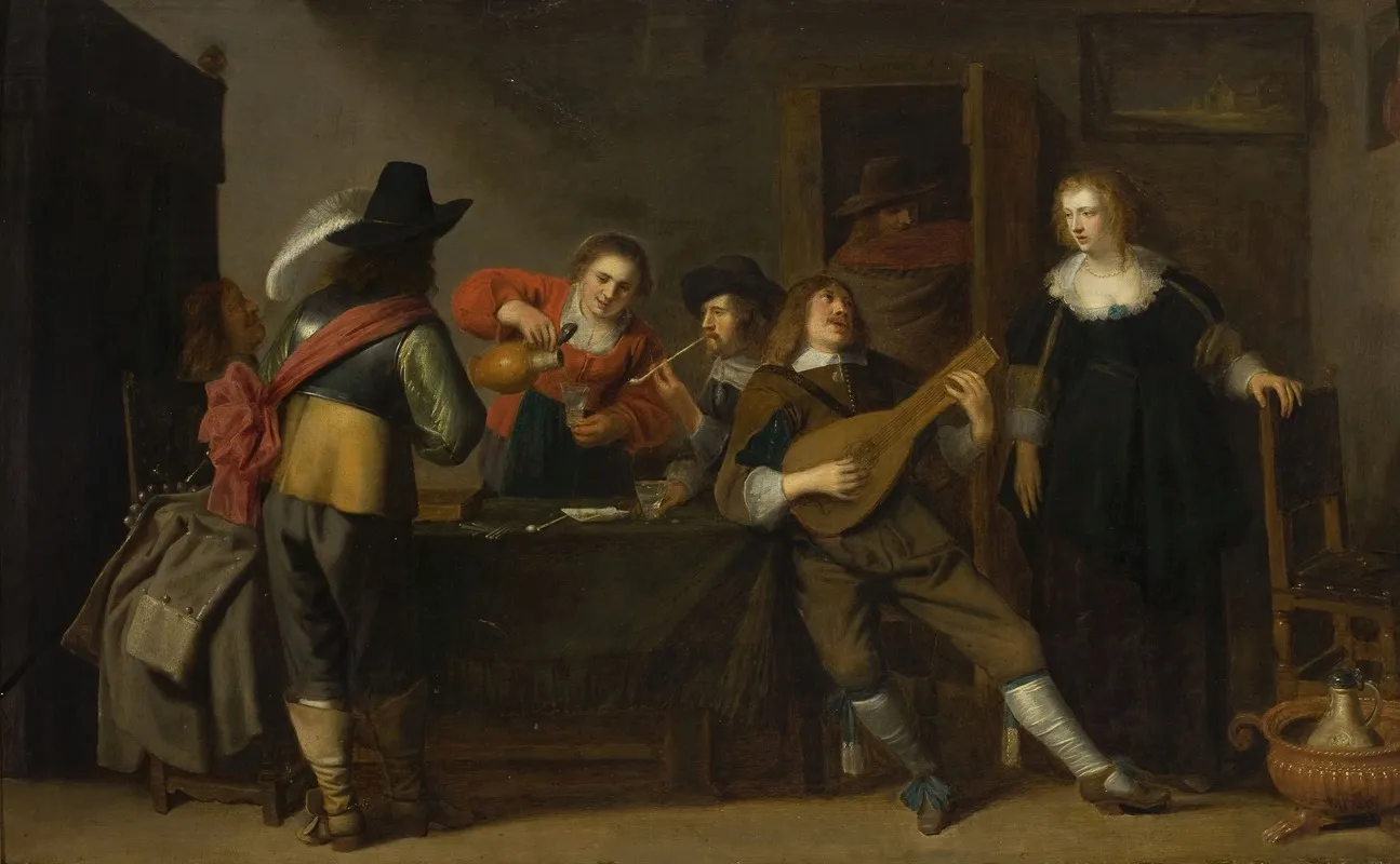 Genre Scene In A Tavern Wall Art by Christoffel Jacobsz. van der Laemen - High-Resolution Digital Print
