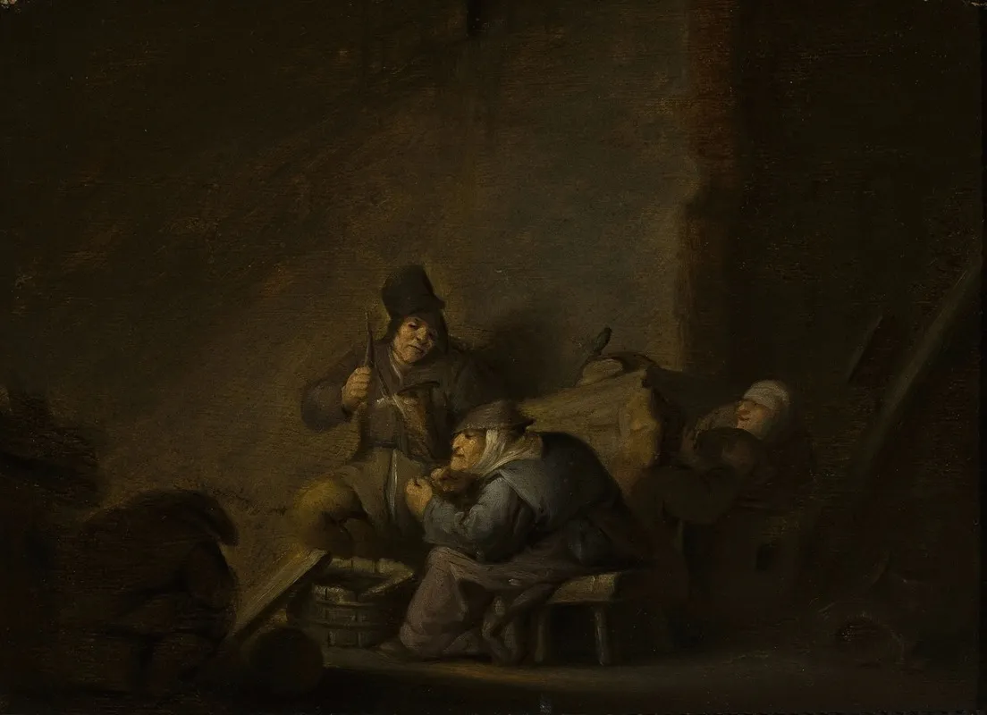 Genre Scene In An Interior Wall Art by Adriaen van Ostade - High-Resolution Digital Print