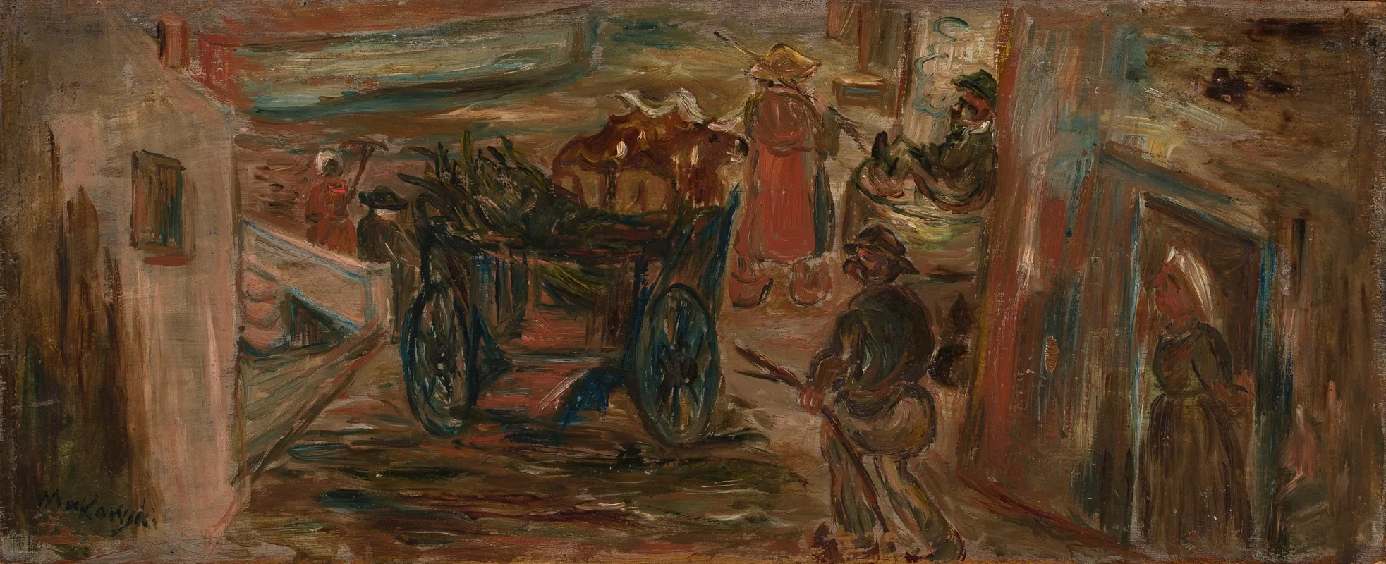 Genre Scene With A Cart Wall Art by Tadeusz Makowski - High-Resolution Digital Print
