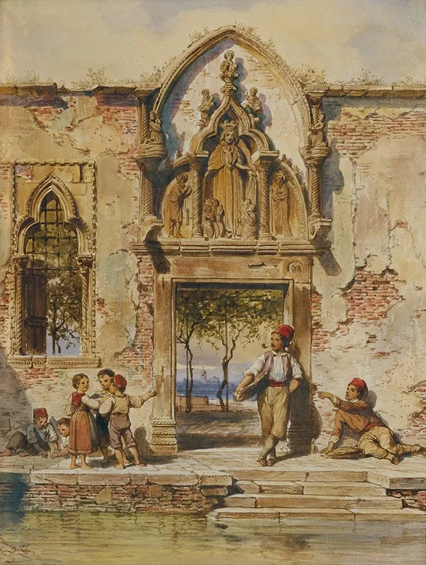 Genreszene In Venedig Wall Art by Heinrich Stohl - High-Resolution Digital Print