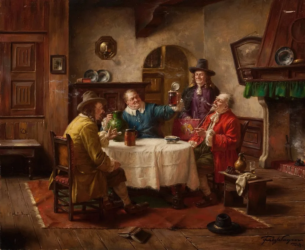 Gentlemens Conversation Wall Art by Fritz Wagner - High-Resolution Digital Print