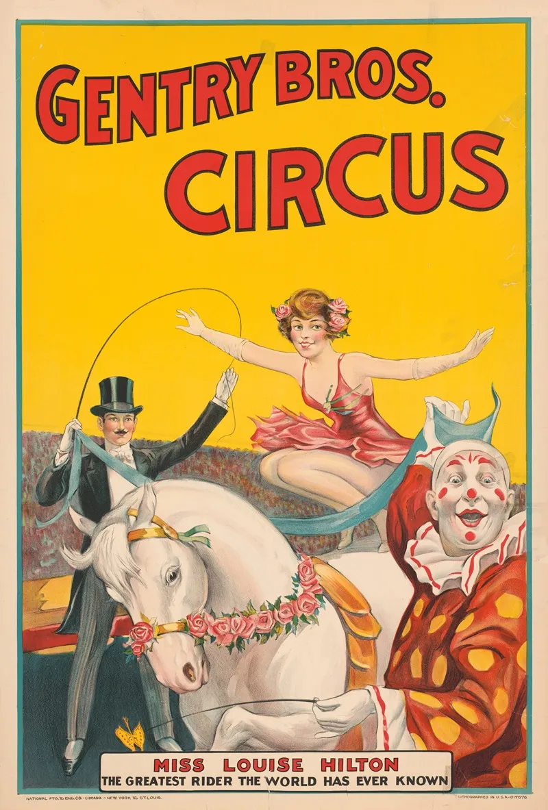Gentry Bros Circus Miss Louise Hilton The Greatest Rider The World Has Ever Known Wall Art by National Ptg. &amp; Eng. Co. - High-Resolution Digital Print