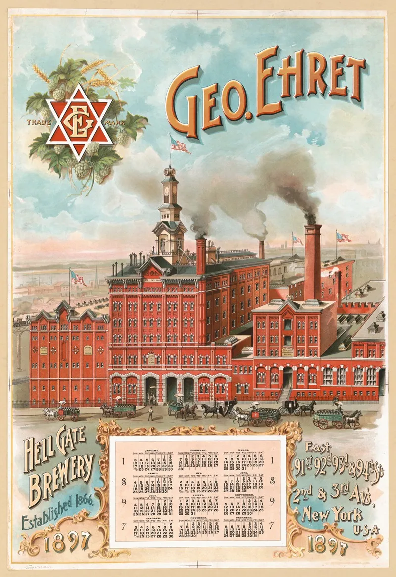 Geo Ehert Hell Gate Brewery Wall Art by Gray Litho. Co - High-Resolution Digital Print