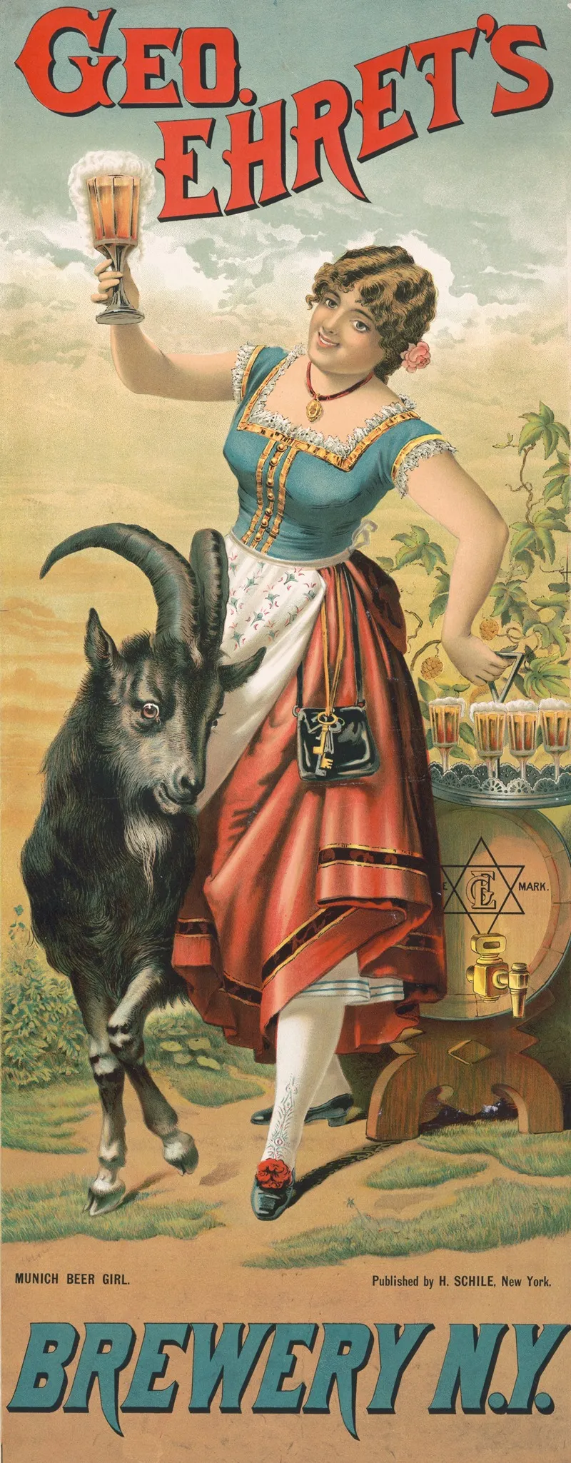 Geo Ehrets Brewery Munich Beer Girl Wall Art by Henry Jerome Schile - High-Resolution Digital Print