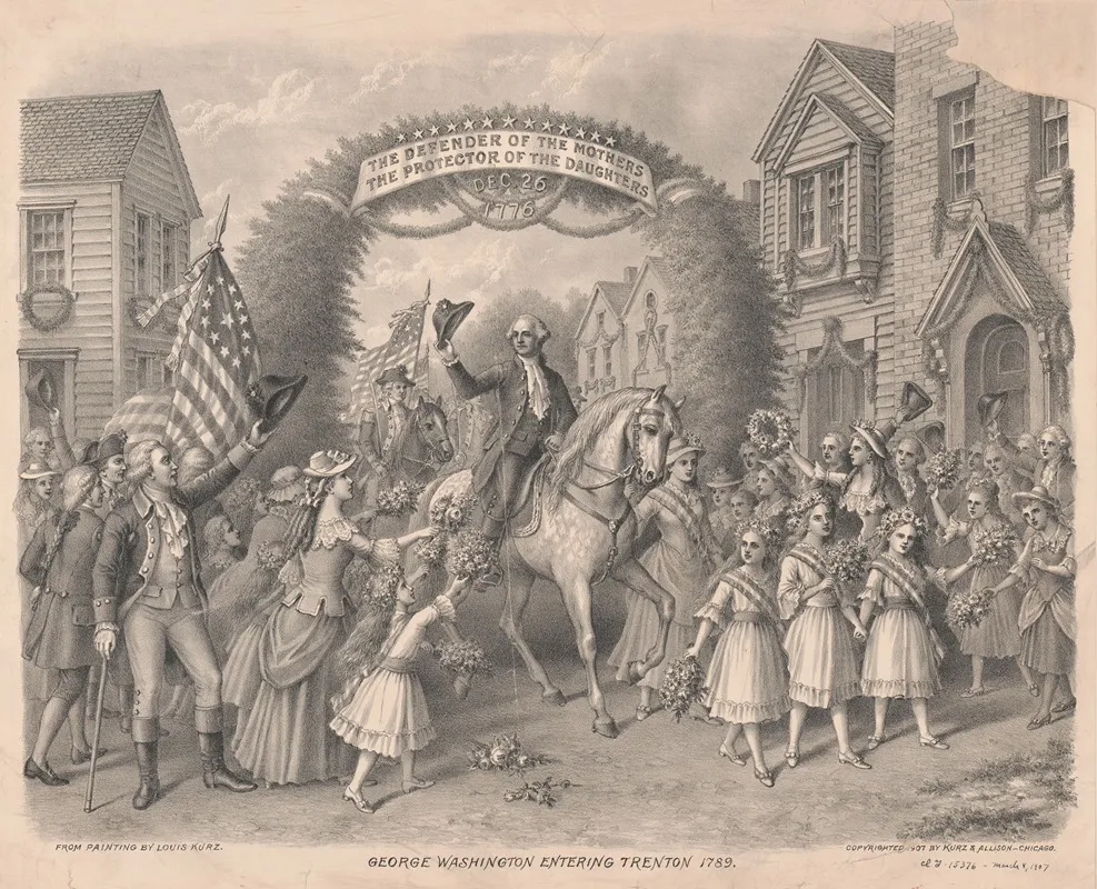 George Washington Entering Trenton 1789 Wall Art by Kurz &amp; Allison - High-Resolution Digital Print